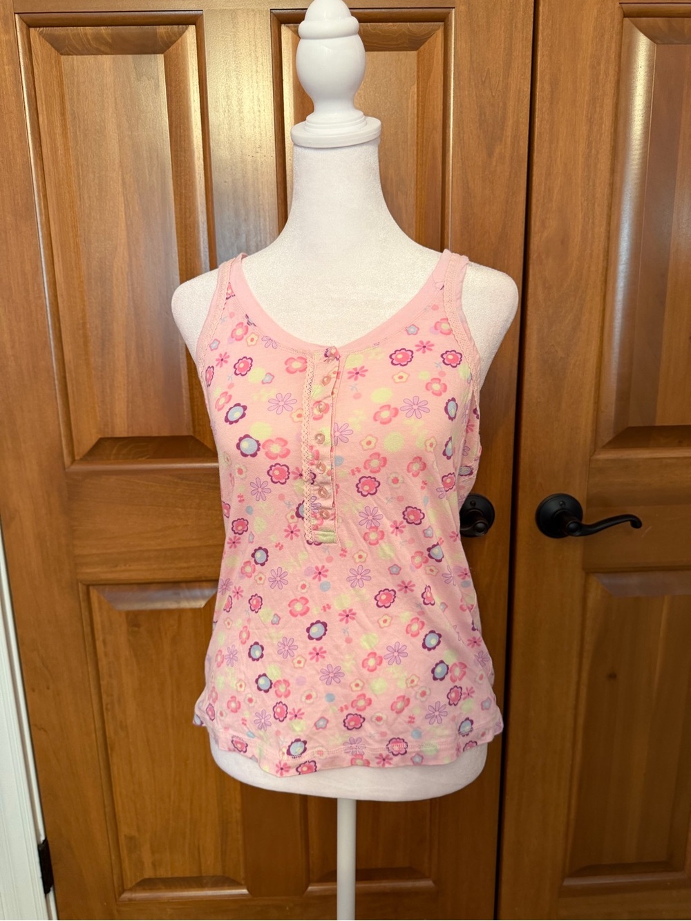 Joe Boxer Light Pink Floral Henley Tank Women’s Size Large